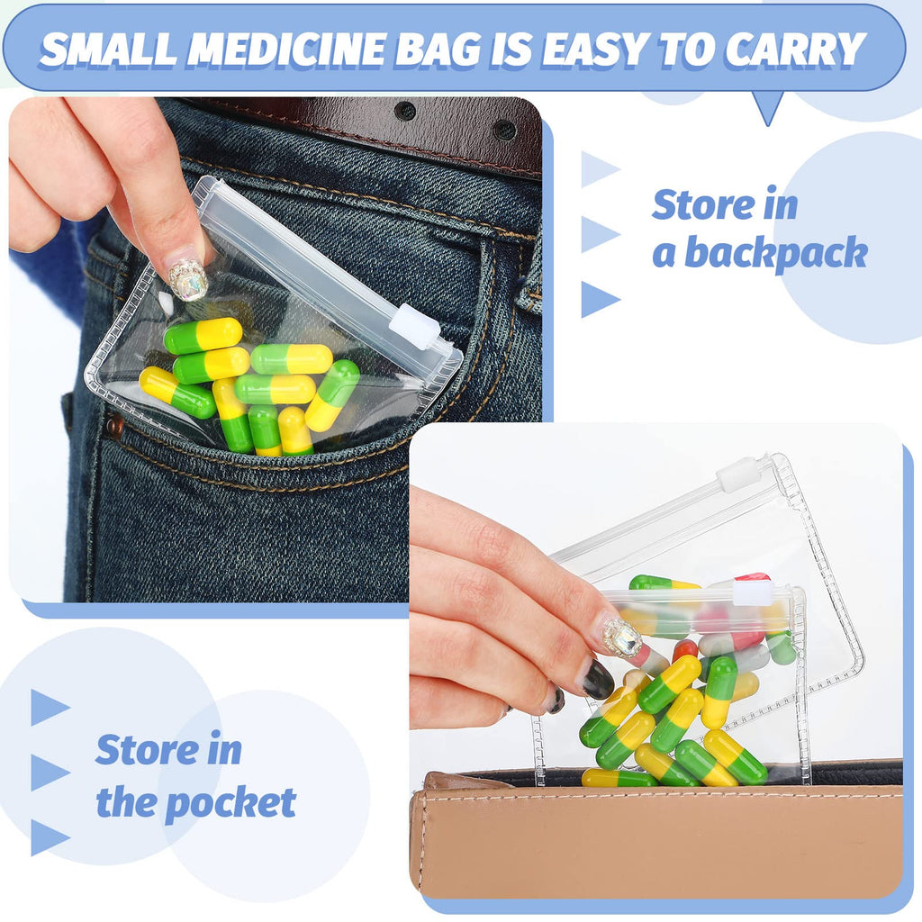Pill Pouch Bags Zippered Pouch Set Reusable Baggies Clear Plastic Self Sealing Travel Medicine Organizer Storage Pouches with Sl