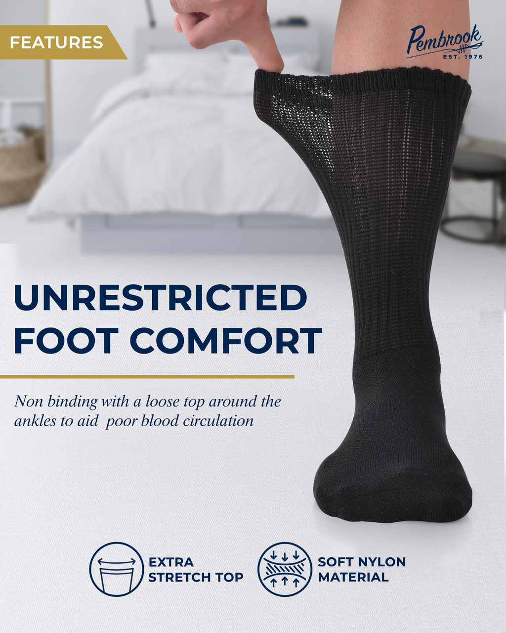 Pembrook Diabetic Socks for Men and Women - Non Binding Socks Women | Neuropathy Socks for Men and Neuropathy Socks for Women |