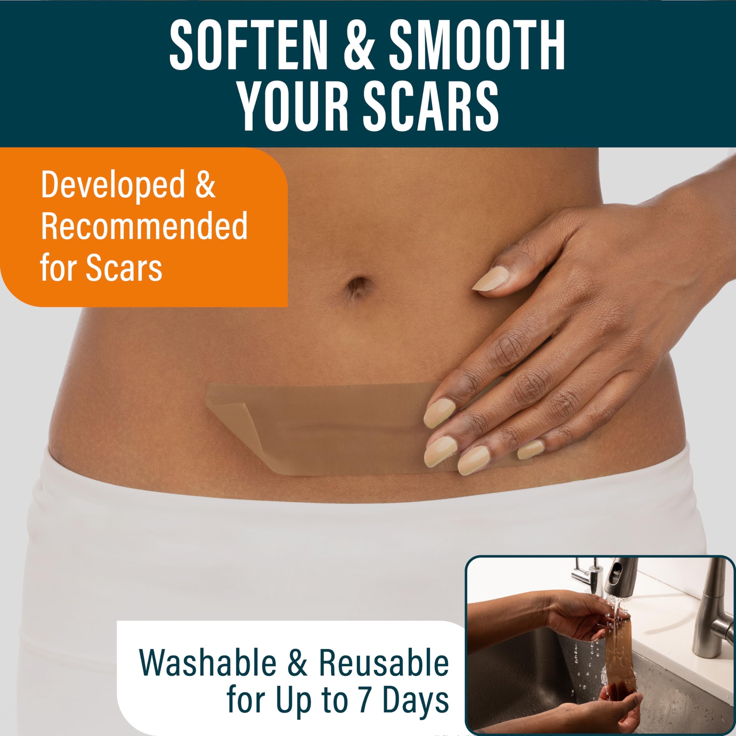 NUVADERMIS Silicone Scar Sheets - Extra Long Scar Sheets for C-Section, Tummy Tuck, Keloid, and Surgical Scars - Reusable Medica