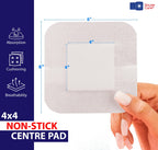 GauzeCare Island Dressing 6x6 (inch) 25 Pcs| Individually Packed Sterile Bordered Dressing | 4x4 Non-Stick Pad in Center with Ac