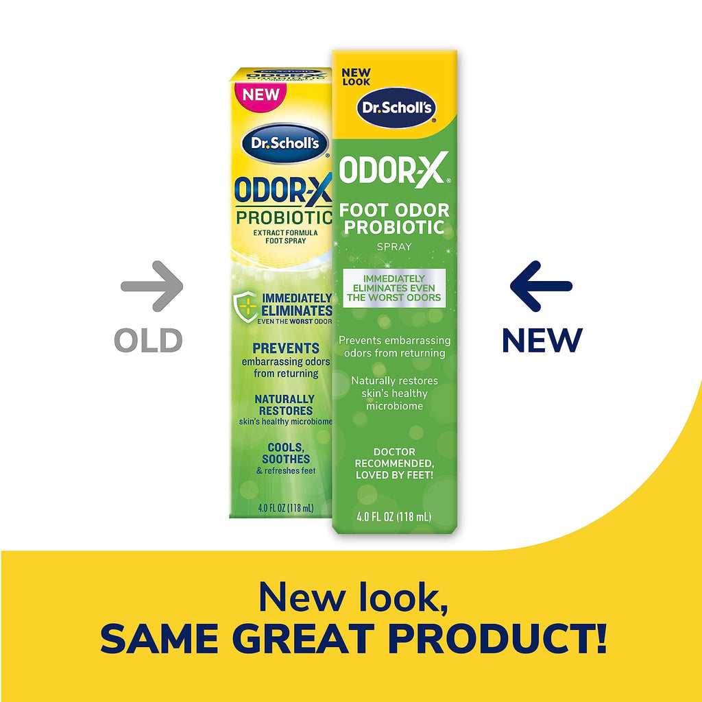 Dr. Scholls ODOR-X FOOT ODOR PROBIOTIC SPRAY, 4 oz // Immediately Eliminates The Worst Odors - Prevents Embarrasing Odors From