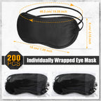 200 Pcs Eye Mask Sleeping Blindfold Eye Cover with Adjustable Strap for Games Party Team Building Travel Individually Wrapped Sl