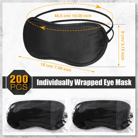 200 Pcs Eye Mask Sleeping Blindfold Eye Cover with Adjustable Strap for Games Party Team Building Travel Individually Wrapped Sl