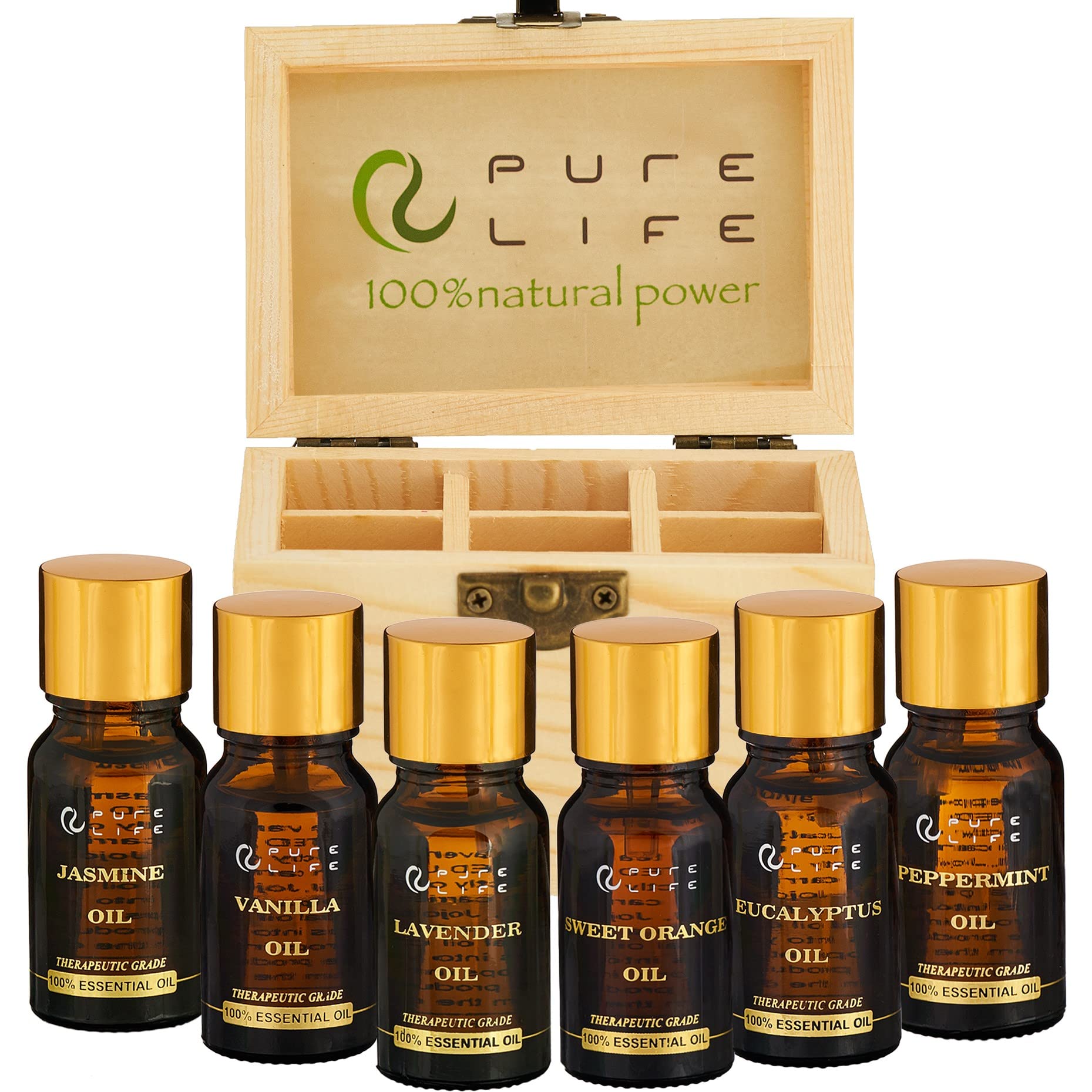 Pure Life Top Essential Oil Set for Diffuser Aromatherapy, 100% Organic Fragrance Oils for Humidifier at Home & Car, Fresh Grade