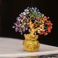 Crocon 7 Chakra Crystal Bonsai Tree With Golden Money Bag Base  Healing Gemstone Tree For Wealth, Prosperity & Positive Energy 