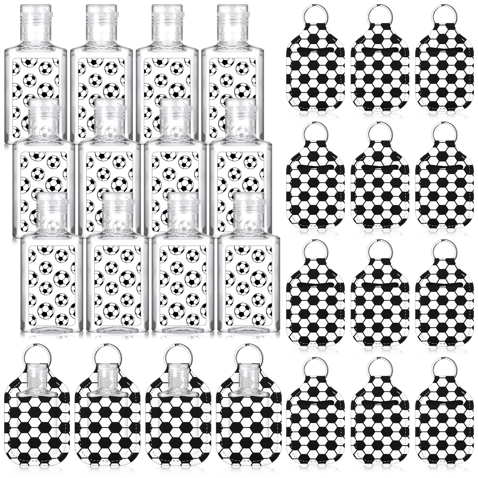Frienda 24 Pcs Mini Hand Sanitizer Bulk Gift Set Include 12 Hand Gel 1 Fl oz 12 Hand Sanitizer Holder Keychains for Team Teen Gi