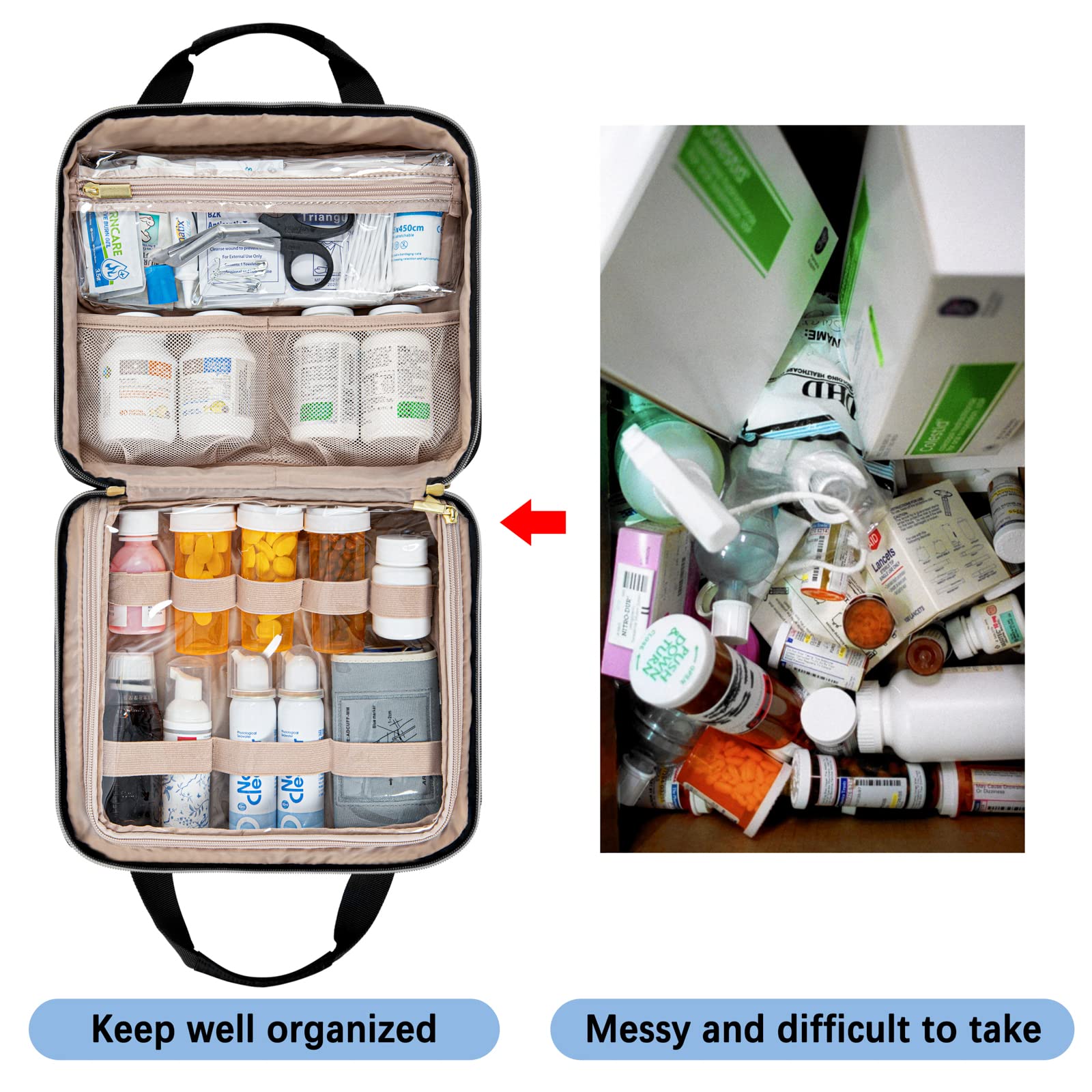 Leudes Travel Pill Bottle Organizer,Medicine Organizer and Storage,Home Medication Bag, Cases,Carrier for Pills,Vitamin,Fish Oil