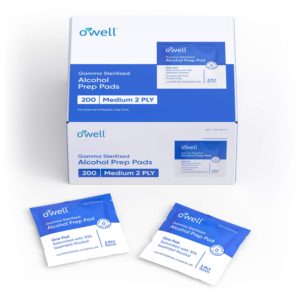 Alcohol Wipes, 200 Count | Medical & Professional Sterile Alcohol Prep Pads | Individually Wrapped 2-Ply Antiseptic Alcohol Pads