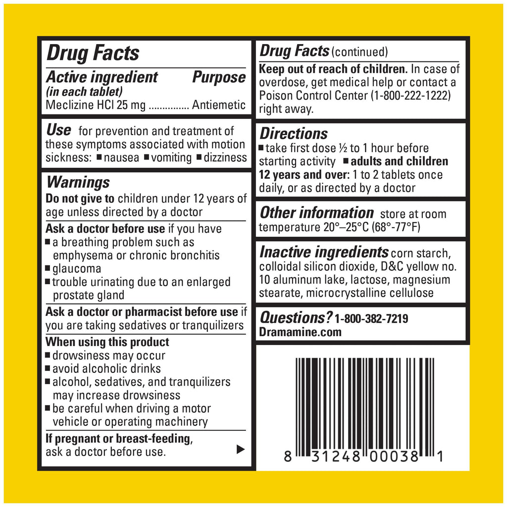 Dramamine Motion Sickness Relief - All Day Less Drowsy, 16 Count