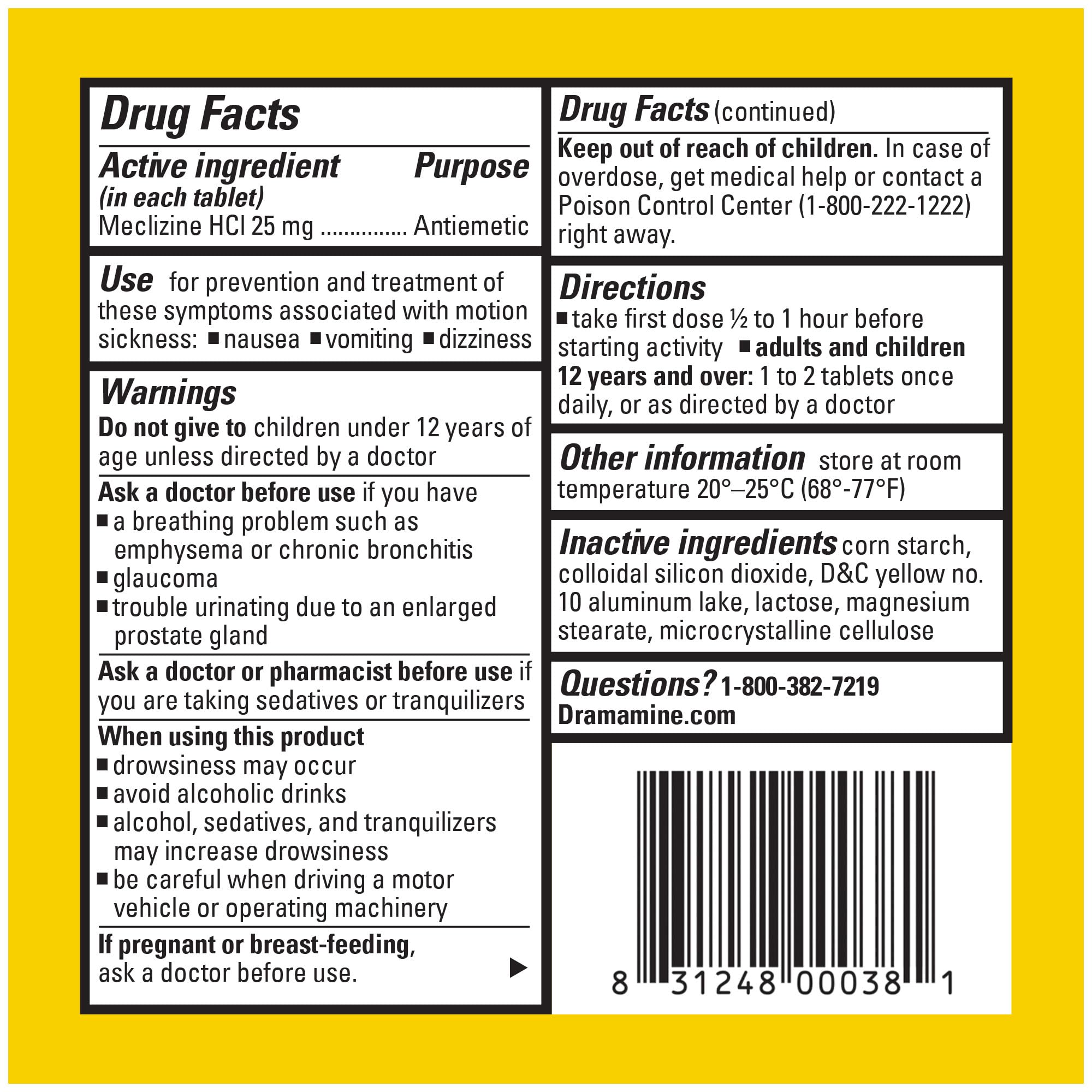 Dramamine Motion Sickness Relief - All Day Less Drowsy, 16 Count
