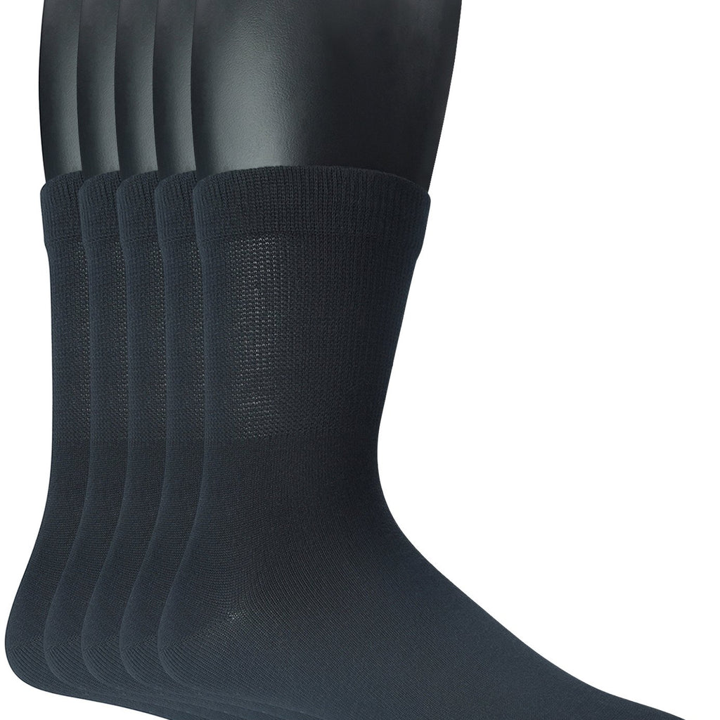 Yomandamor Men's 5 Pairs Quarter Diabetic/Dress Socks With Seamless Toe and Non-binding Top