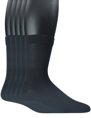 Yomandamor Men's 5 Pairs Quarter Diabetic/Dress Socks With Seamless Toe and Non-binding Top