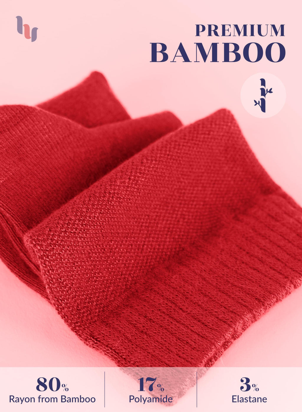 Hugh Ugoli Women Diabetic Ankle Socks, Super Soft & Thin Bamboo Socks, Wide & Loose, Non-Binding Top & Seamless Toe, 4 Pairs, Re
