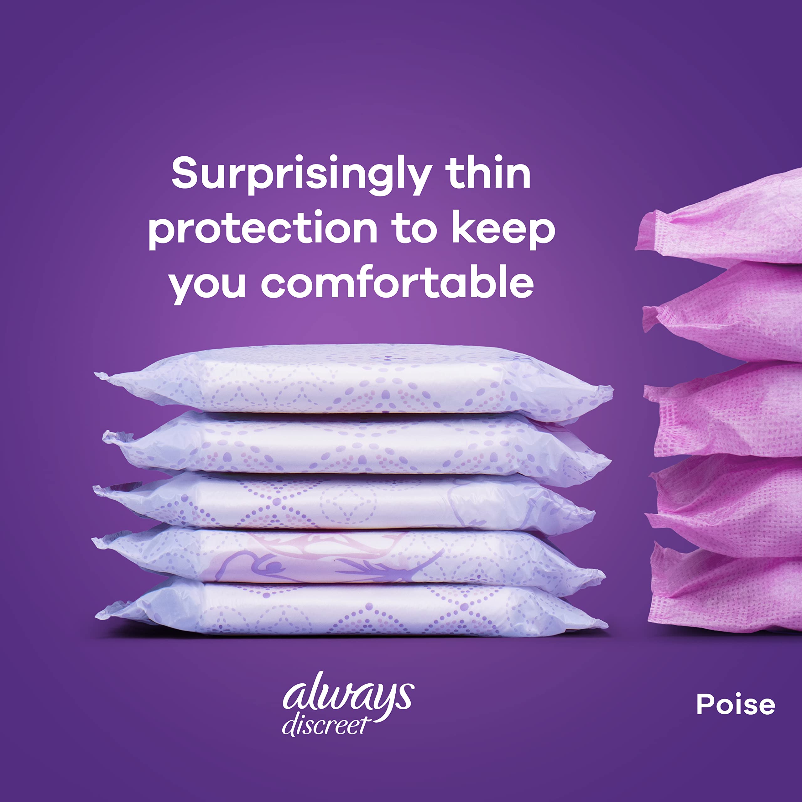 Always Discreet Incontinence Pads for Women and Postpartum Pads, Extra Heavy, 33 CT, up to 100% Bladder Leak Protection