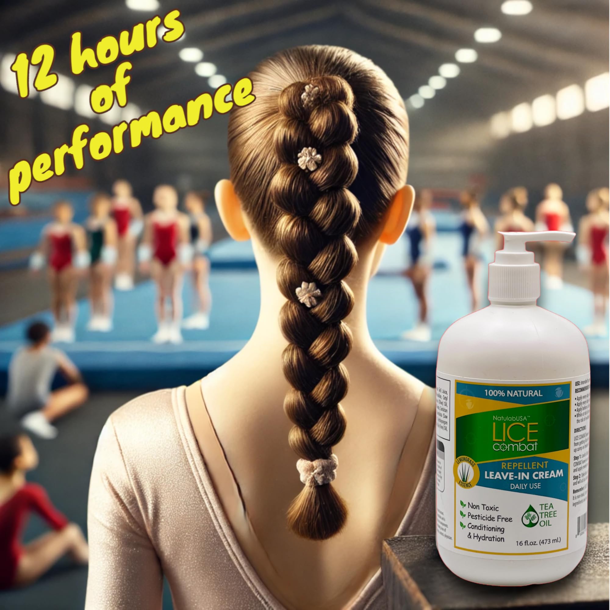 NatulabUSA Lice combat repellent Leave-in Cream. All-Natural Lice Treatment, Helps Prevent Lice Infestations. Works Great on Lic