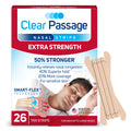 Clear Passage Nasal Strips Extra Strength, Tan, 26 Count | Works Instantly to Improve Sleep, Reduce Snoring, & Relieve Nasal Con