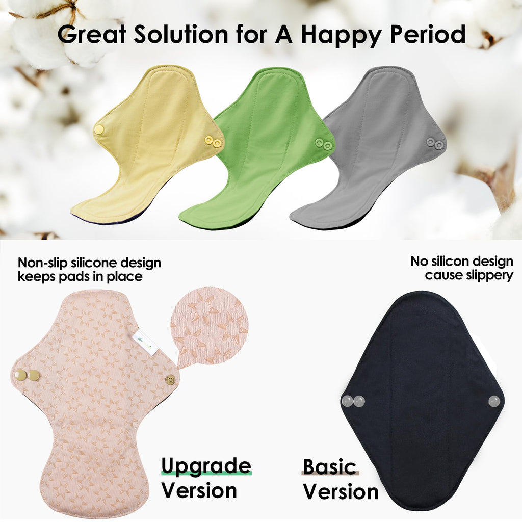 wegreeco 6 Pcs Reusable Menstrual Pads, Ultra Absorbent Cloth Pads for Heavy Flow, Sanitary Pads for Teens, Women, Nonslip, Inne