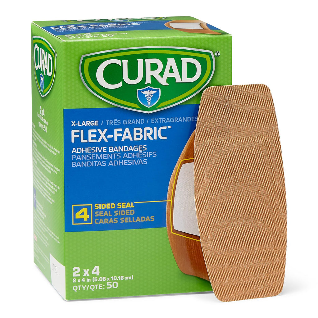 CURAD Flex-Fabric Adhesive Bandages, X-Large 2x4, 50 Count