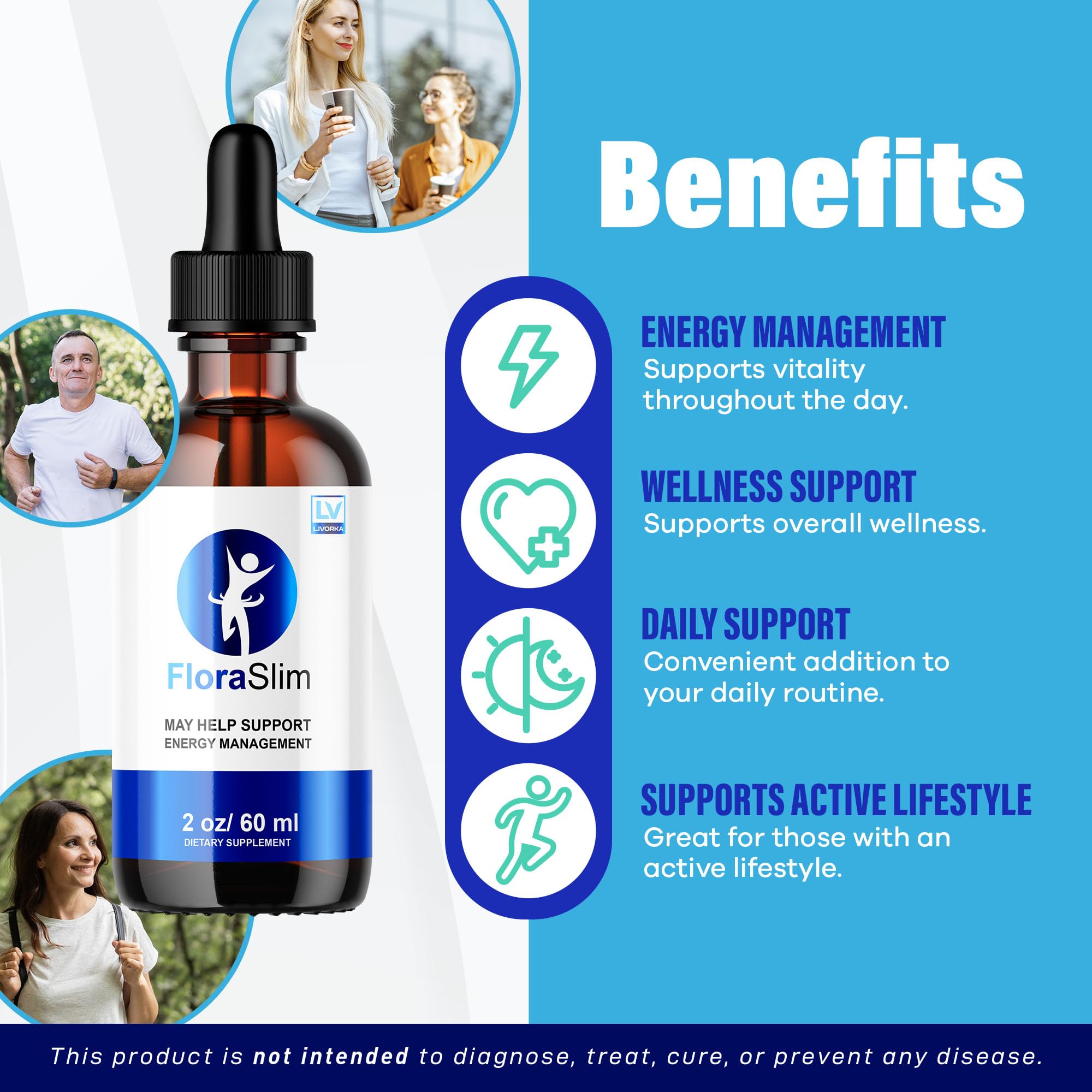 LIVORKA FloraSlim Advanced Formula Liquid Drops, All Natural, Pack of 5 Bottles for 150 Days