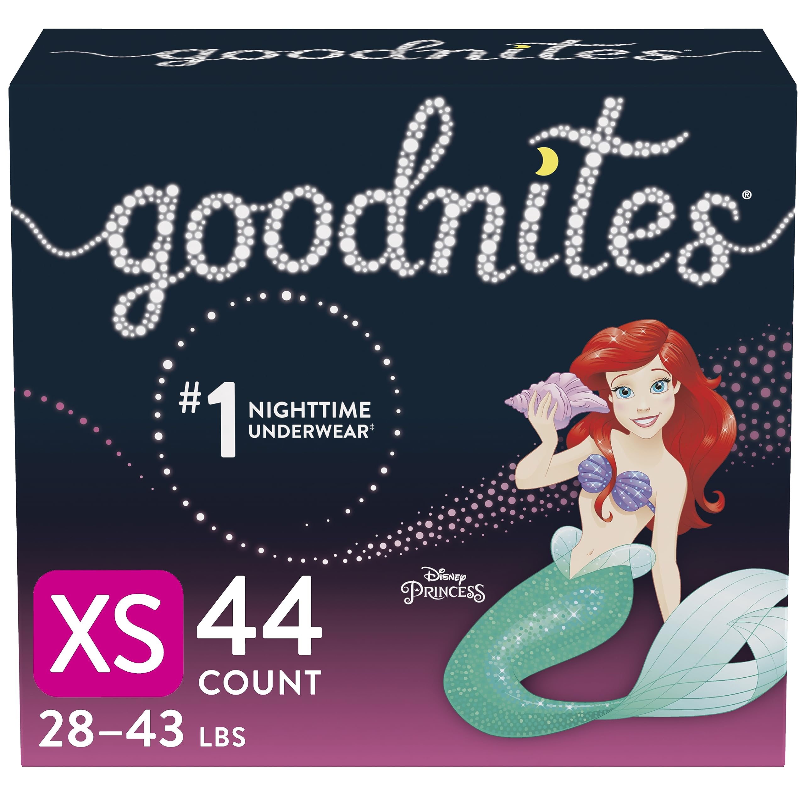 Huggies Goodnites Training Pants, Girls Bedwetting NightTime Underwear, Size XS, 28-43 lbs, 44 Count, Giga Pack