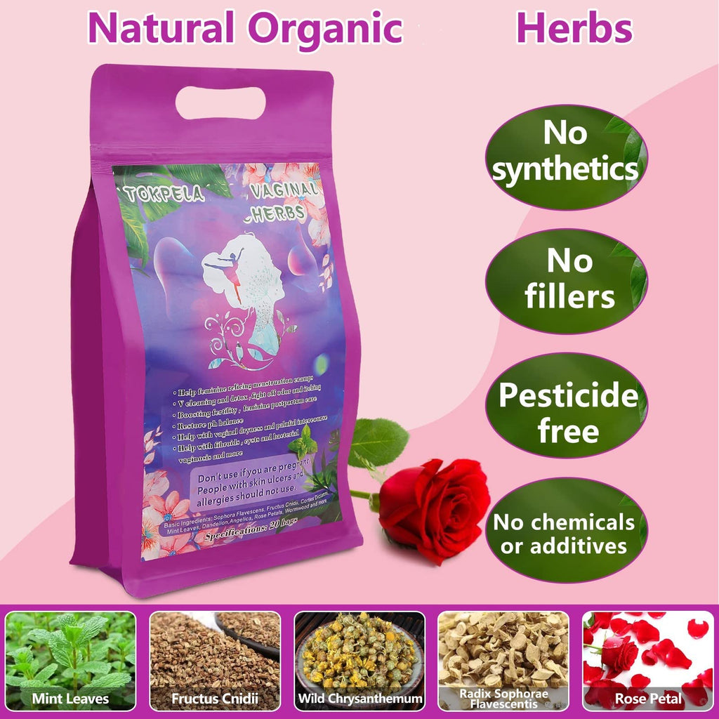 TOKPELA Yoni Herbs for Cleansing and Tightening,100% Organic V Steaming Herbs(Filter Bag Packaging), Yoni Kit, V Steam Herbs Ton