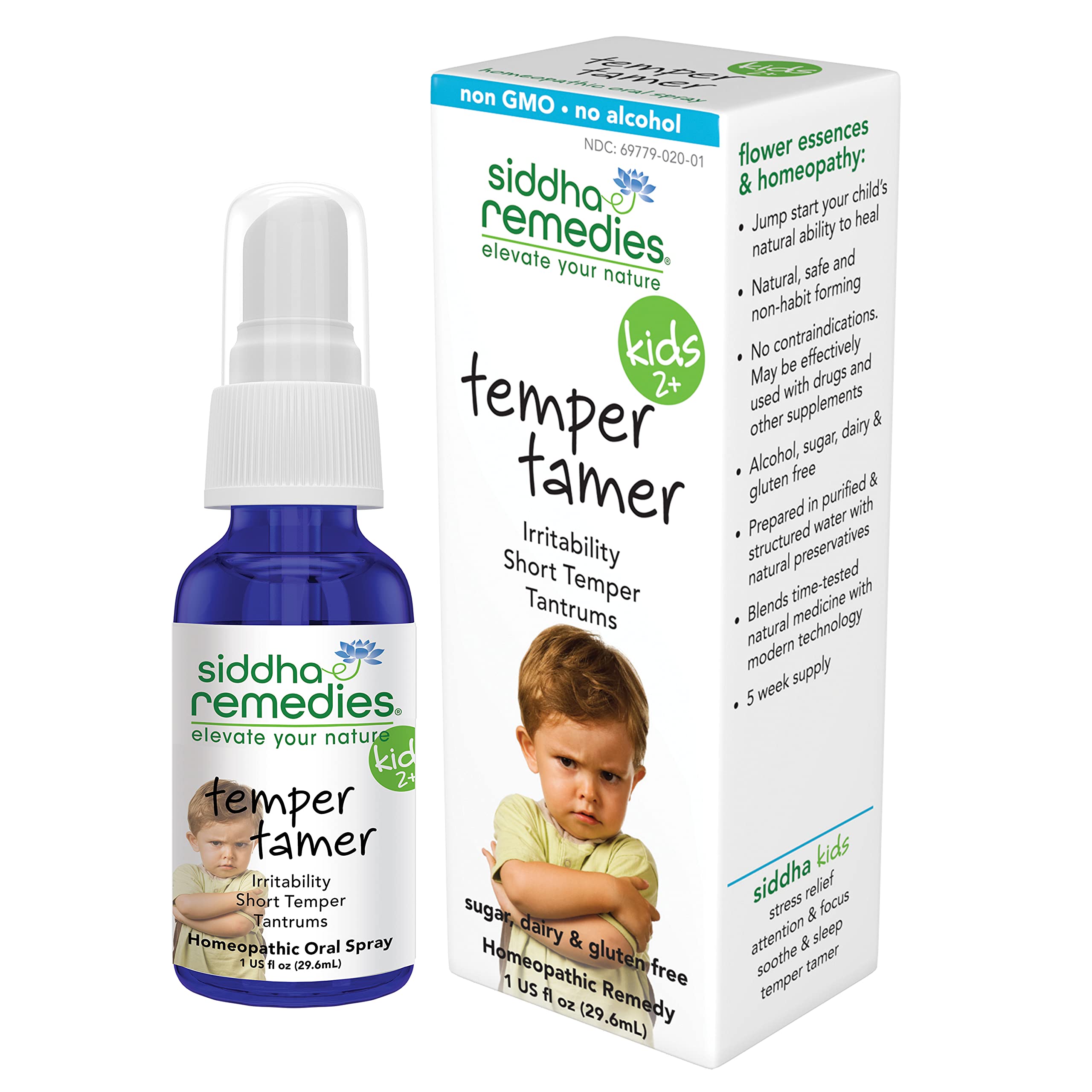 Siddha Remedies Temper Tamer Spray for Children with Tantrums, Short Temper | 100% Natural Homeopathic Remedy Ingredients, Cell 