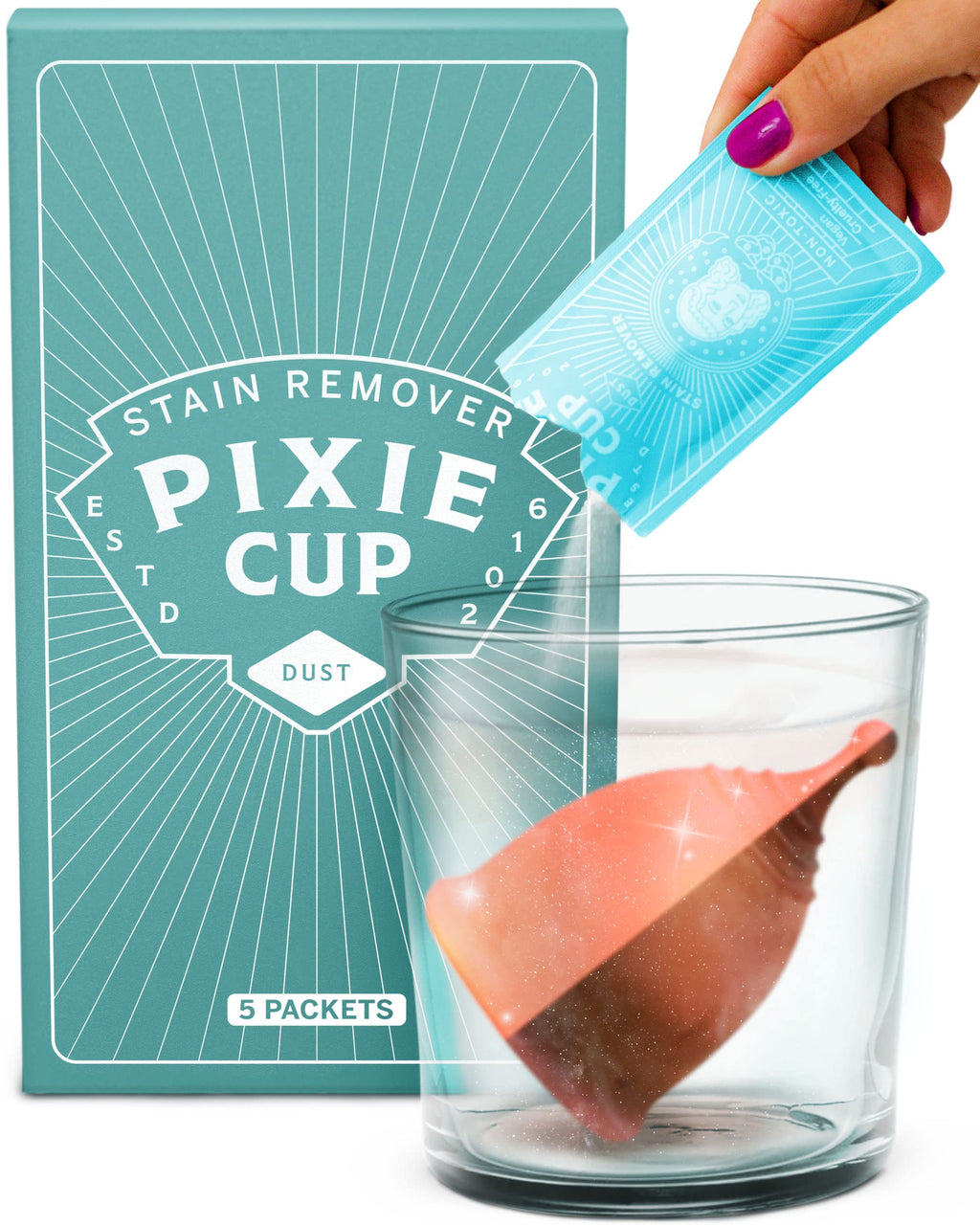 Pixie Cup Stain Remover for Wash Menstrual Cup - The Only Sterilizer Cleaner that Will Remove Stains On Your Reusable Menstrual 