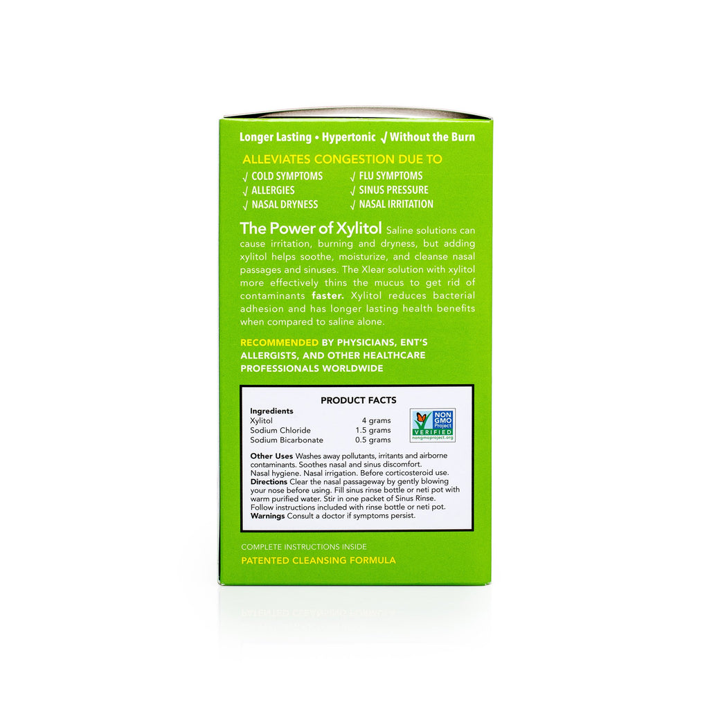 Xlear Nasal Rinse Refill Packets, Natural Saline Neti Pot Sinus Rinse with Xylitol, Fast Sinus Pressure and Congestion Relief, 5