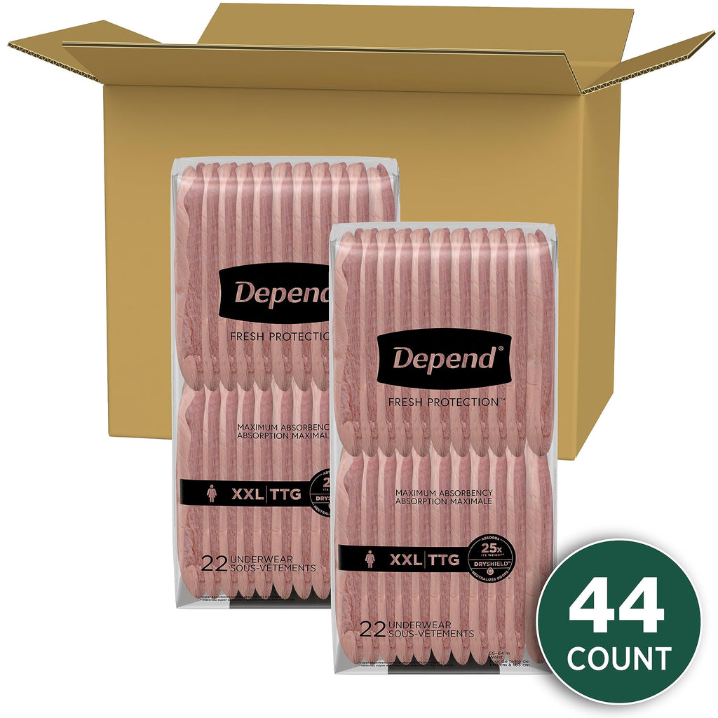 Depend Fresh Protection Adult Incontinence & Postpartum Bladder Leak Underwear for Women, Disposable, Maximum, Extra-Extra-Large