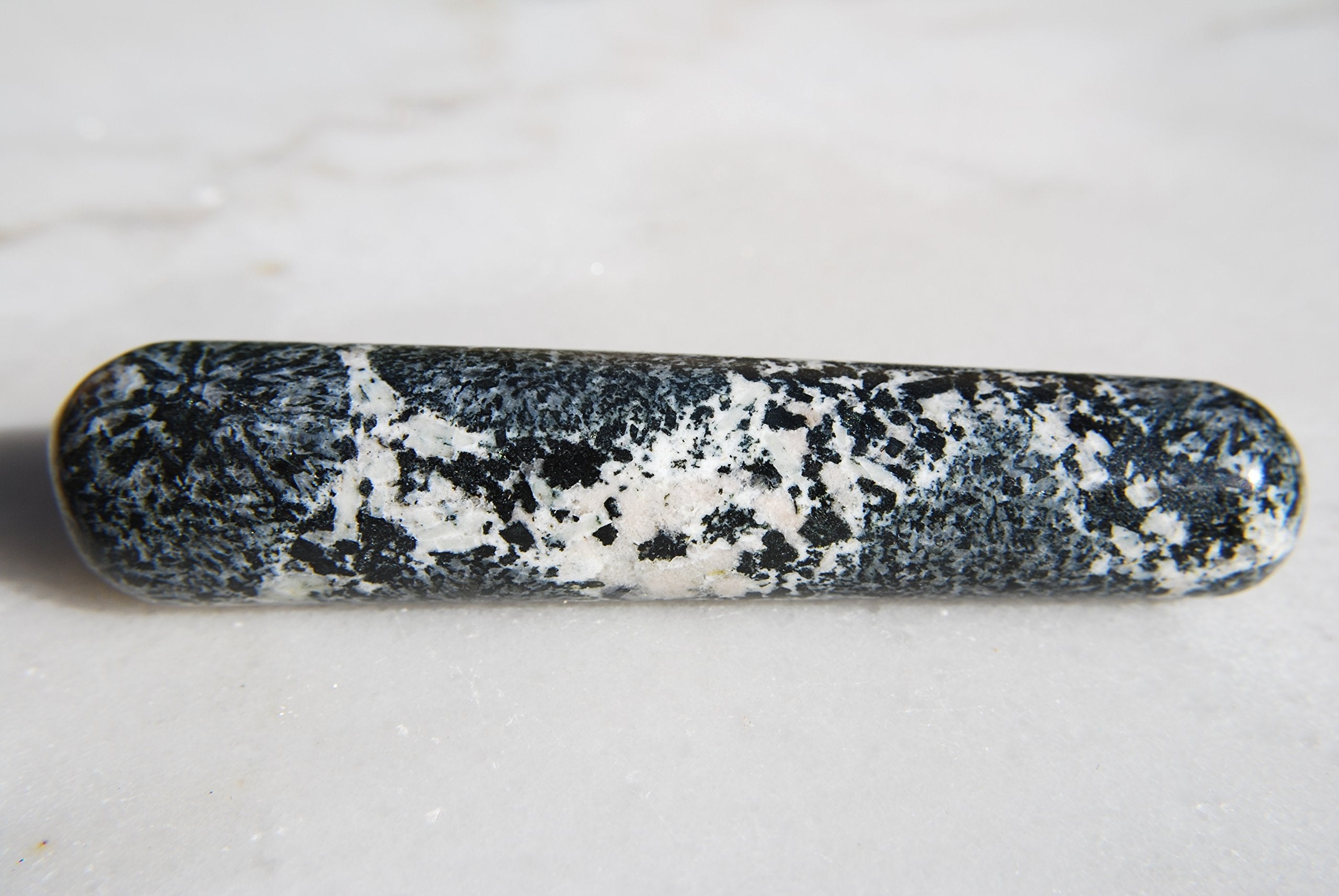 Charged 4 Orbicular Granite (Volcanic) Crystal Massage Wand + Selenite Charging Heart Included (Healing Energy/Increase Protecti