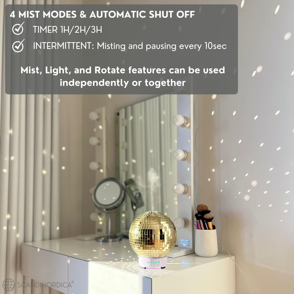 Disco Ball Diffuser Rotating - Essential Oil Diffuser with Whisper Quiet Operation, Cute Scent Diffusers for Home, Ball Decor, F