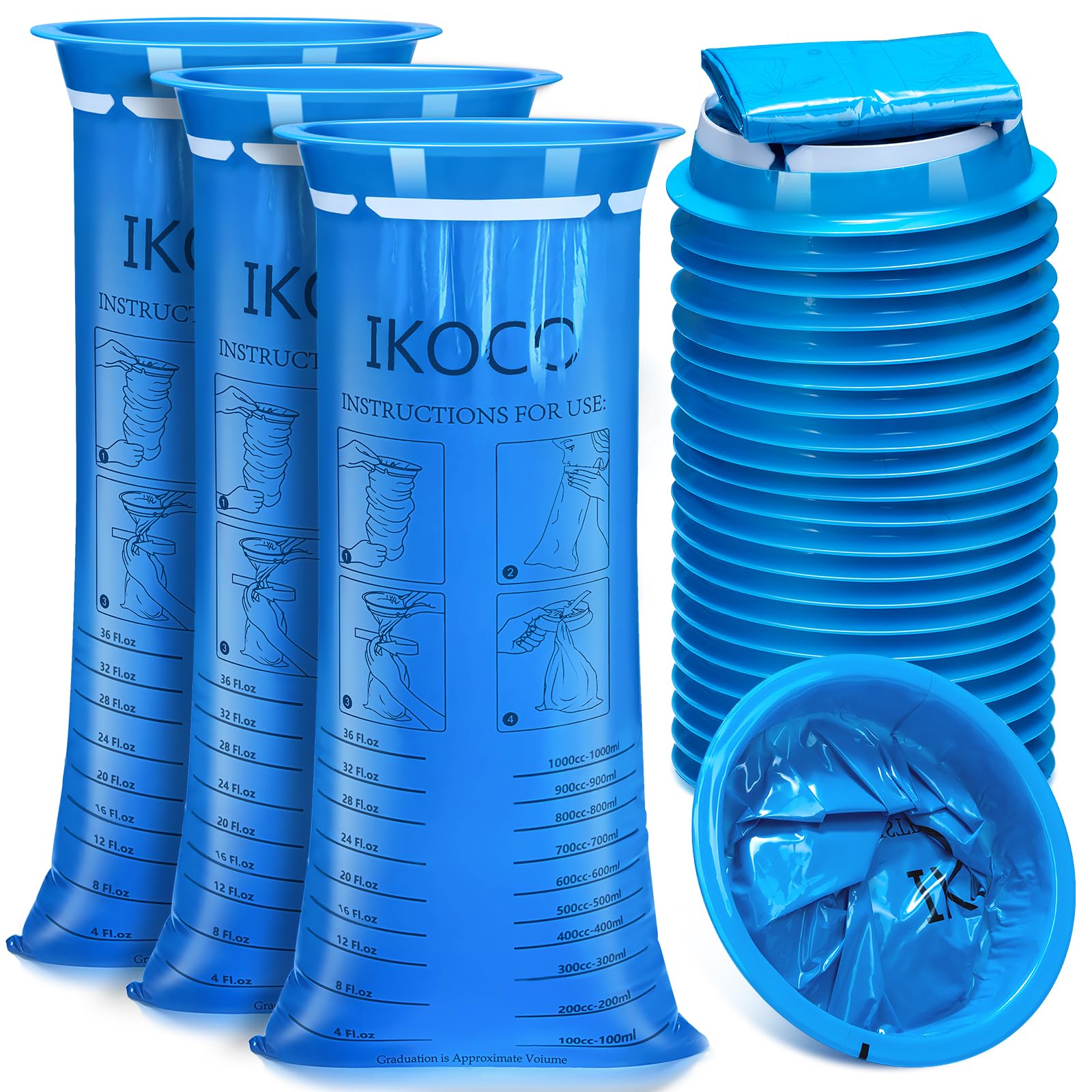 26 Pack Vomit Bags Disposable, IKOCO1000ml Leak Resistant Emesis Throw Up Bag, Motion Barf Puke Sickness Bags for Travel, Nausea