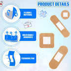 400 Pcs Flexible Fabric Adhesive Bandages Bulk Assorted Breathable Bandages for Finger Wound Family First Aid Skin Wrap(4 Styles