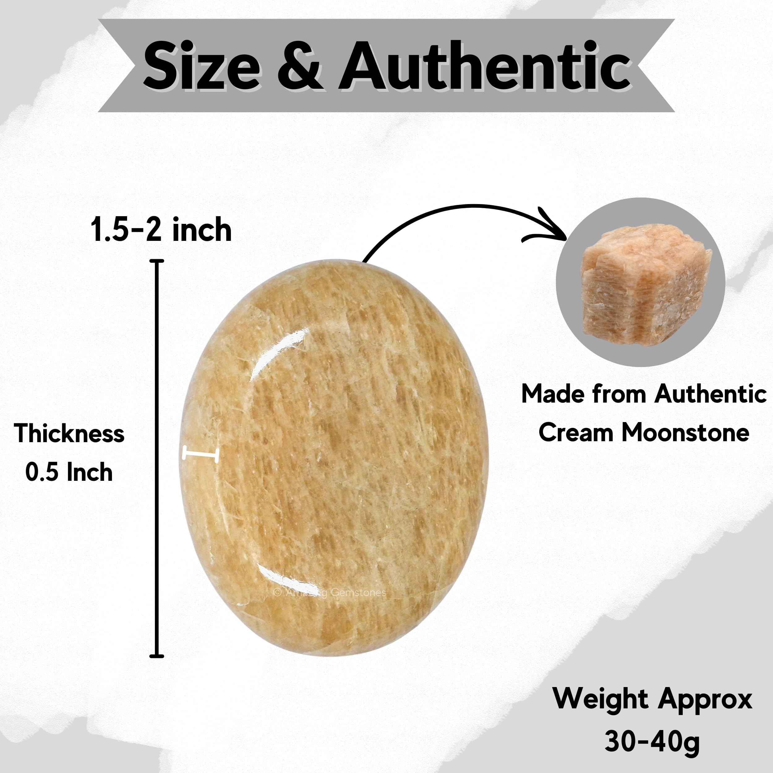 Cream Moonstone Crystals and Healing Stones - Large Palm Stone Crystals Piedra - Crystal for Good Luck, Positive Energy, Meditat