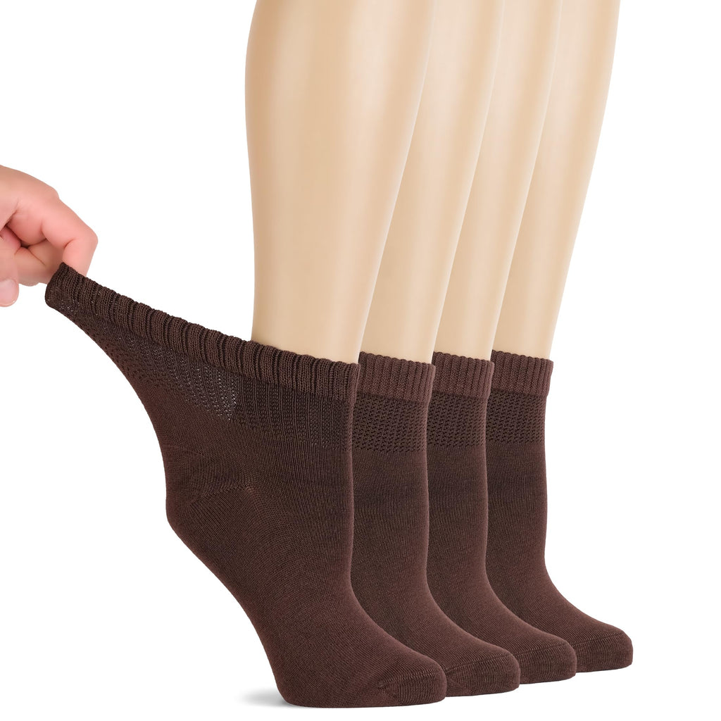 Hugh Ugoli Diabetic Socks for Women, Super Soft & Thin Rayon derived from Bamboo Ankle Socks, Wide & Loose, Non-Binding Top & Se