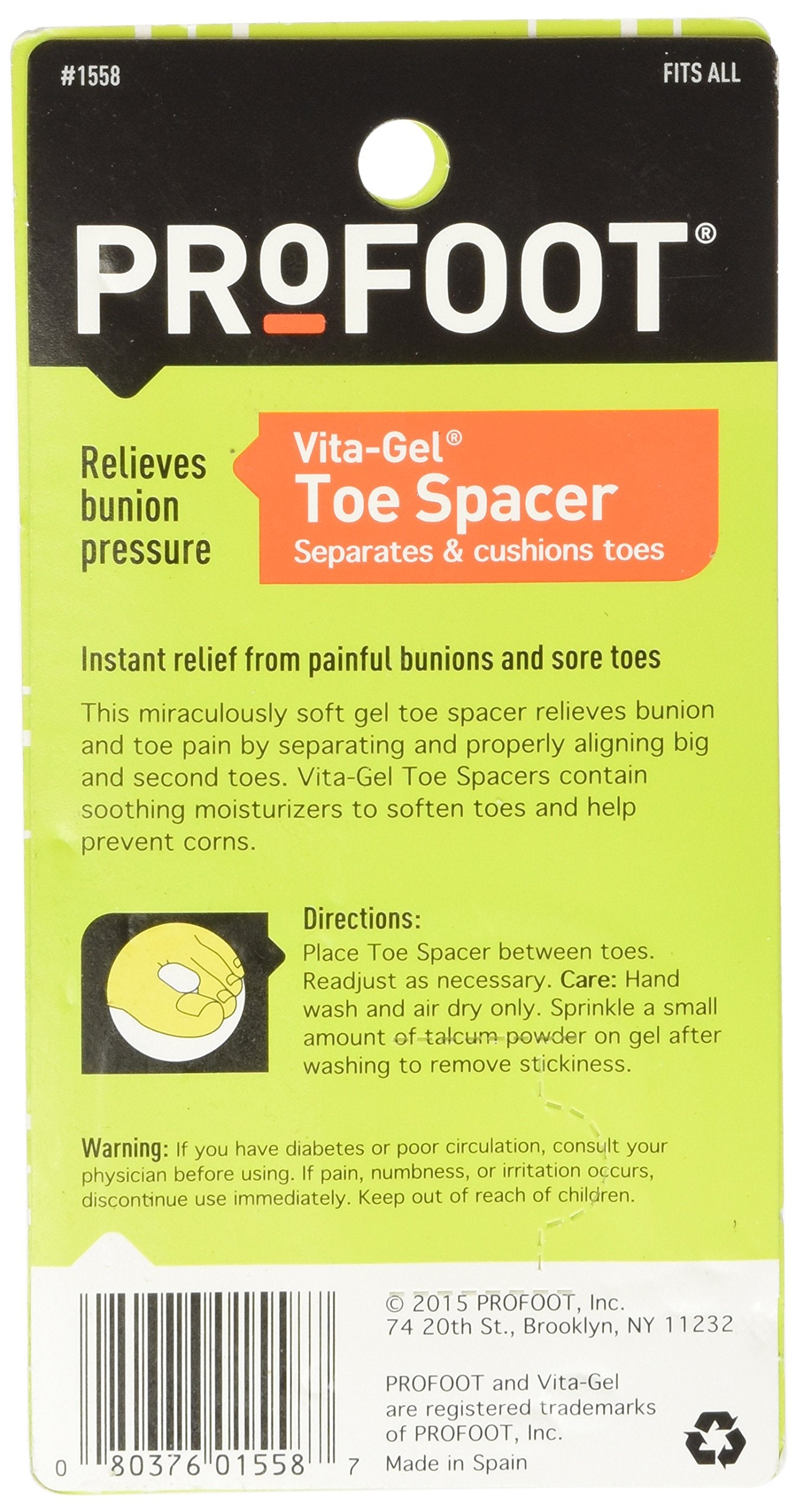 ProFoot Vita-Gel Toe Spacer 2 Each