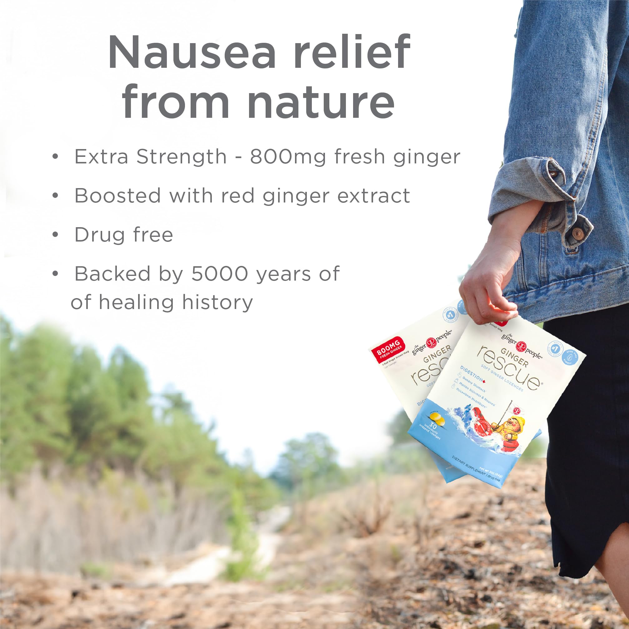 The Ginger People Ginger Rescue Digestive Wellness Lozenges (Soft) | Extra Strength - 800mg | 3oz (Pack of 1)