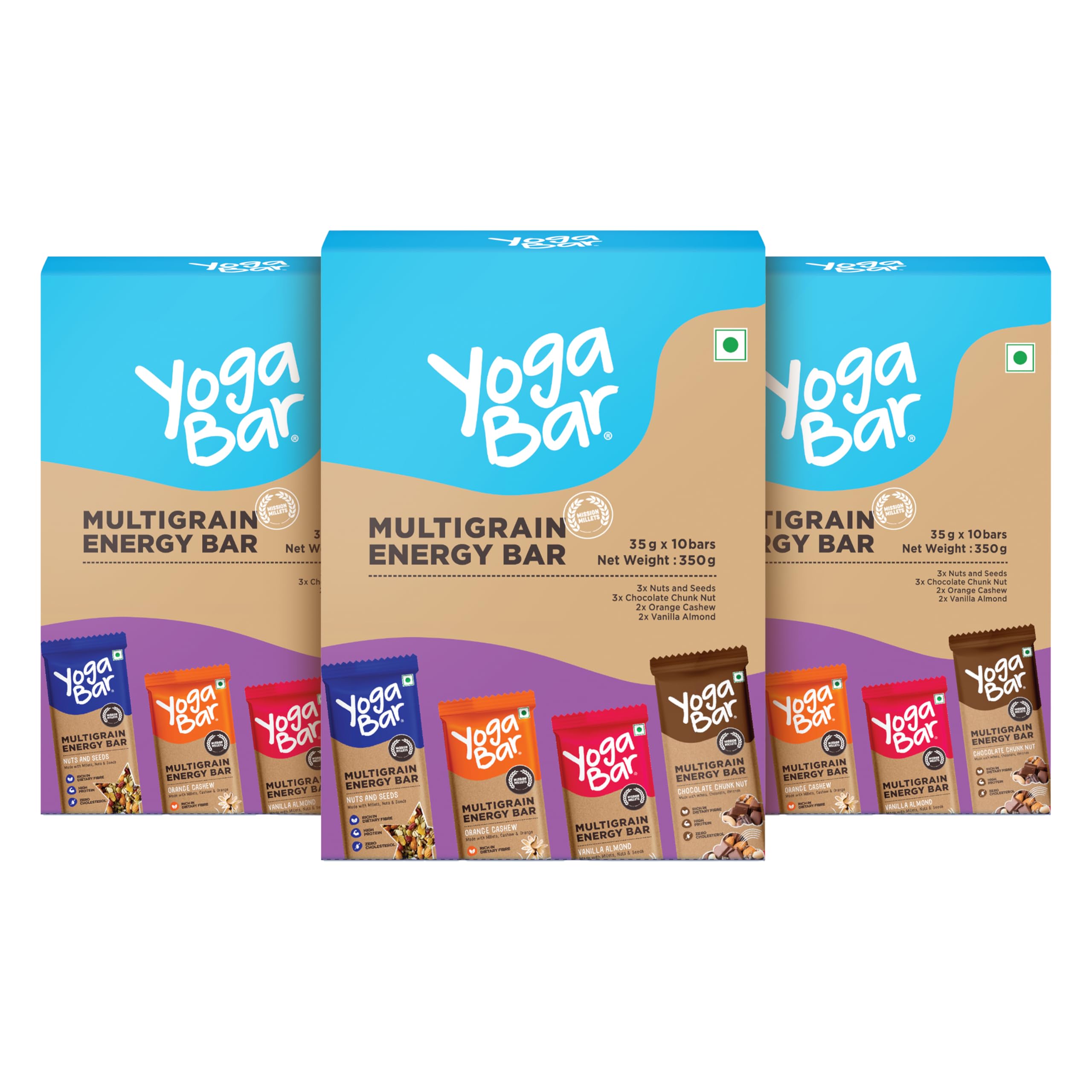 Yogabar Multigrain Energy Bars, 30 Bars | Healthy Diet With Fruits, Nuts, Oats And Millets | Gluten Free And High Protein | Pack
