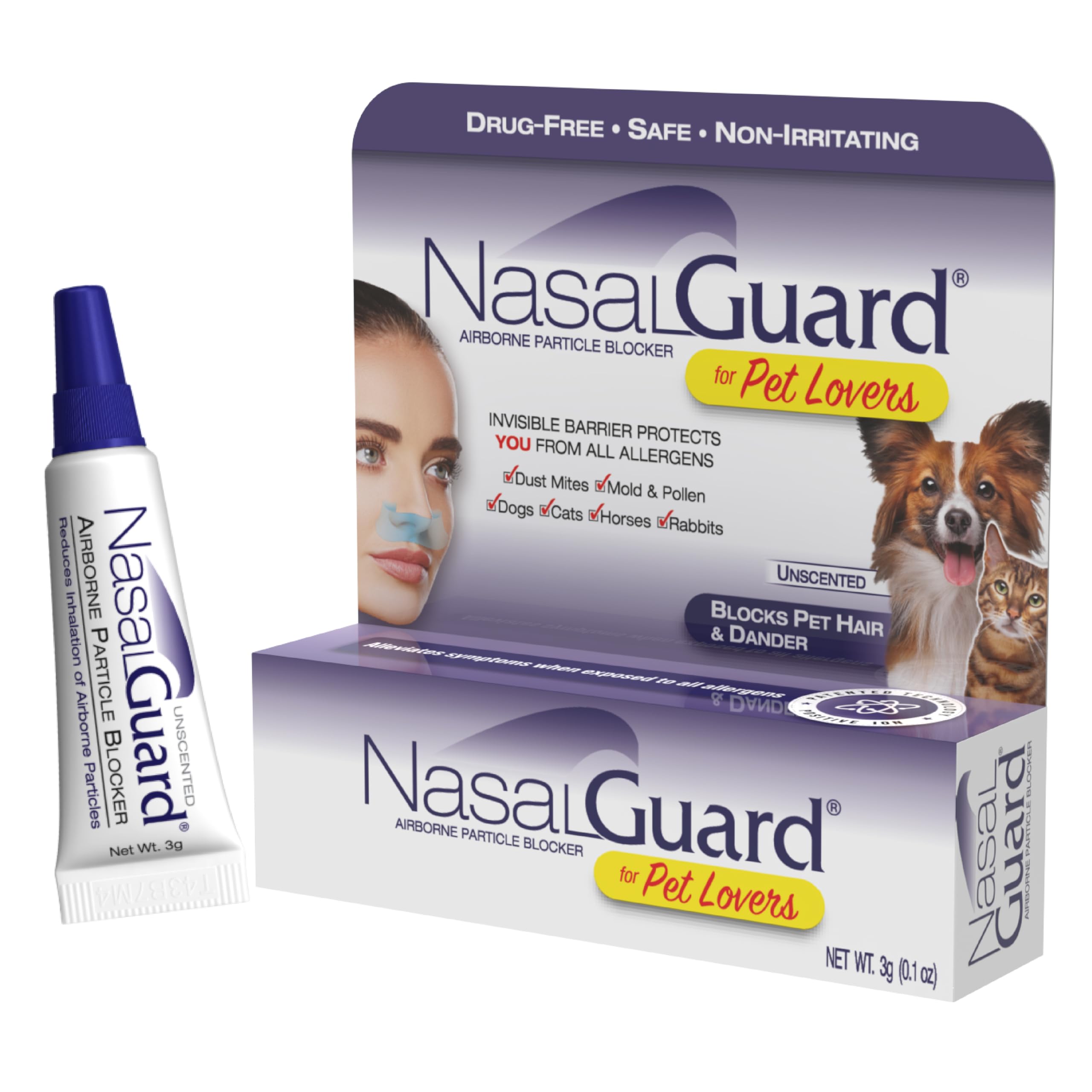NasalGuard for Pet Lovers - Pet Hair & Dander Blocker Nasal Gel - Drug-Free, Safe for The Whole Family, Non-Irritating, Made in 