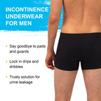 IRISMORII Mens Incontinence Underwear Adult Washable Bladder Control Brief 60 ML Absorbency Leak Proof Boxer Brief 3 Pack (Black