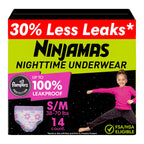 Ninjamas Girls Bedwetting Nighttime Underwear - Size S/M (38-70 lbs), 14 Count, Overnight Protection, Ultra Absorbent, Hypoaller