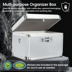 ZORVIDSON Medicine Lock Box, First Aid Kit Medication Storage Box with Lock, Layered Aluminum Frame Daily Medicine Cabinet Famil