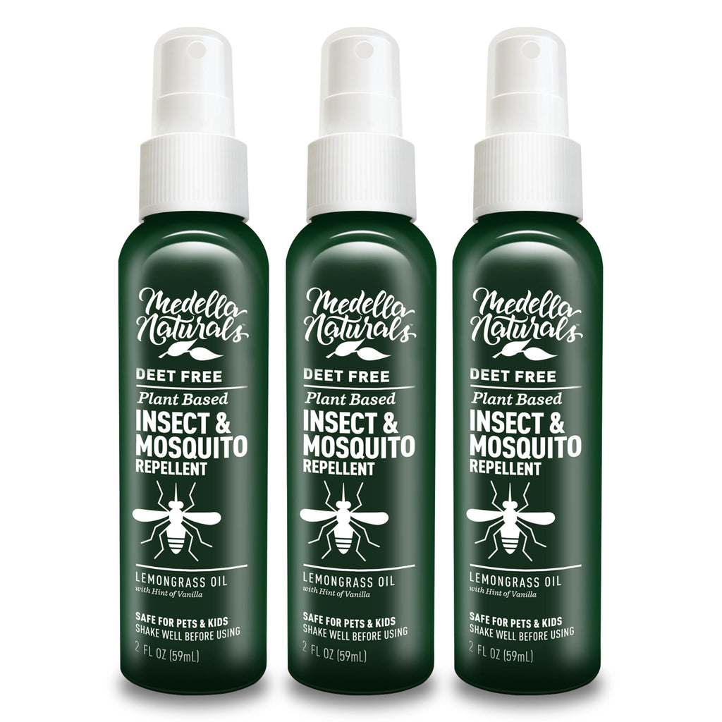 Deet-Free Insect & Mosquito Repellent Pack of 3 (2oz) - Nice Smelling Insect Repellent with Lemongrass Oil Safe for Pets and Kid