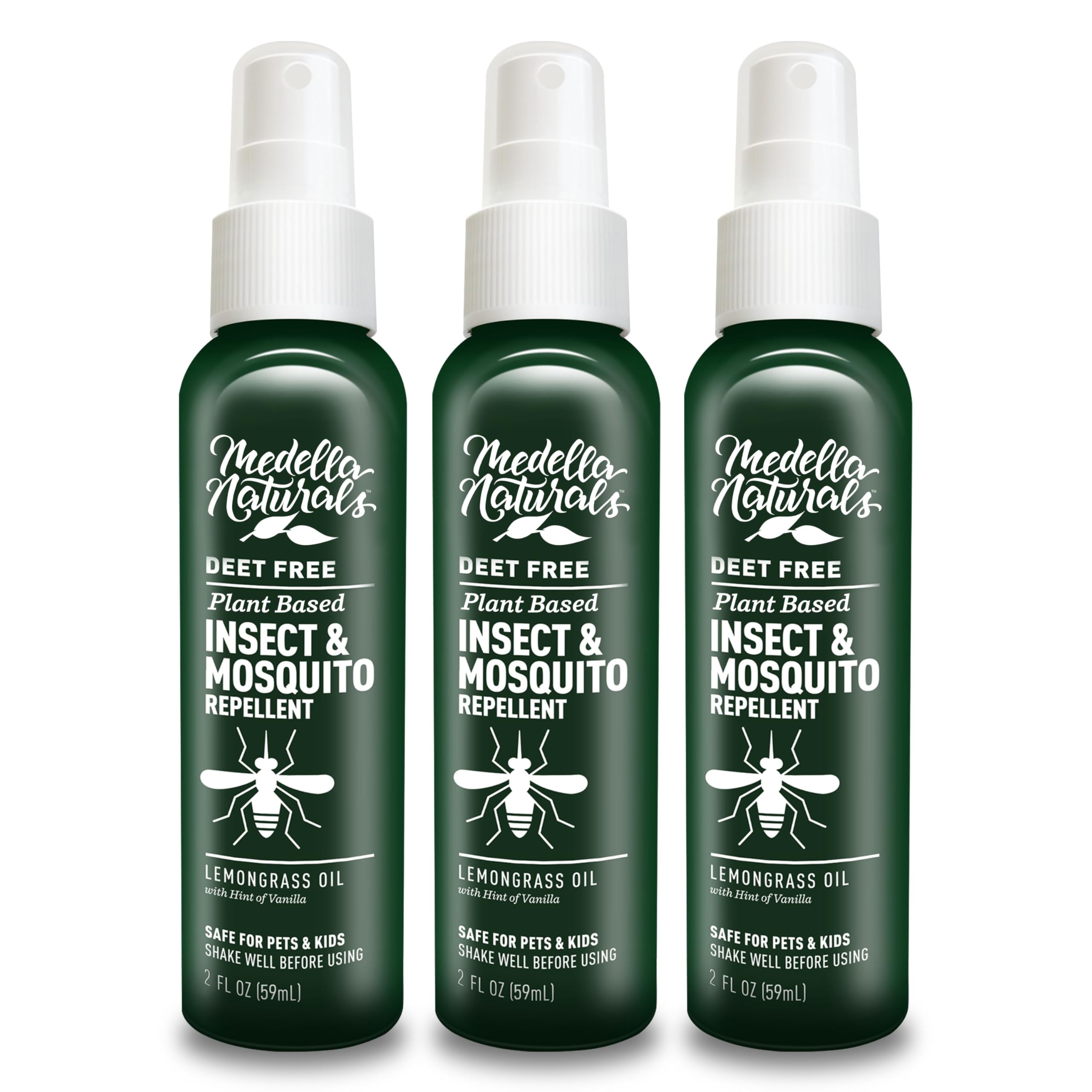 Deet-Free Insect & Mosquito Repellent Pack of 3 (2oz) - Nice Smelling Insect Repellent with Lemongrass Oil Safe for Pets and Kid