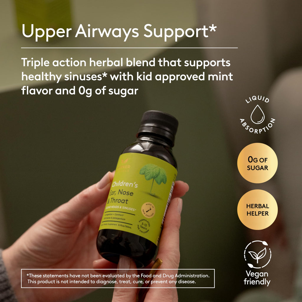 Harker Herbals Childrens Ear Nose & Throat Syrup, Herbal Formula for Sinuses & Seasonal Wellness Includes Echinacea, Pelargoniu