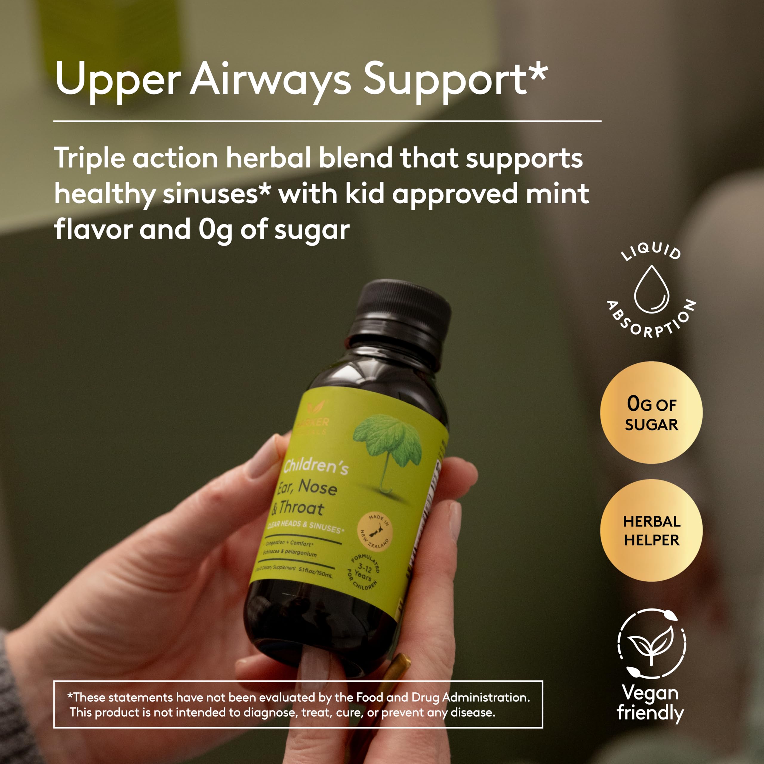 Harker Herbals Childrens Ear Nose & Throat Syrup, Herbal Formula for Sinuses & Seasonal Wellness Includes Echinacea, Pelargoniu
