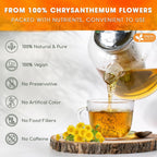 Premium Chrysanthemum Flower Tea Bags. Chrysanthemum Flower Herbal Tea. No Sugar, No Caffeine, No Gluten, Vegan.