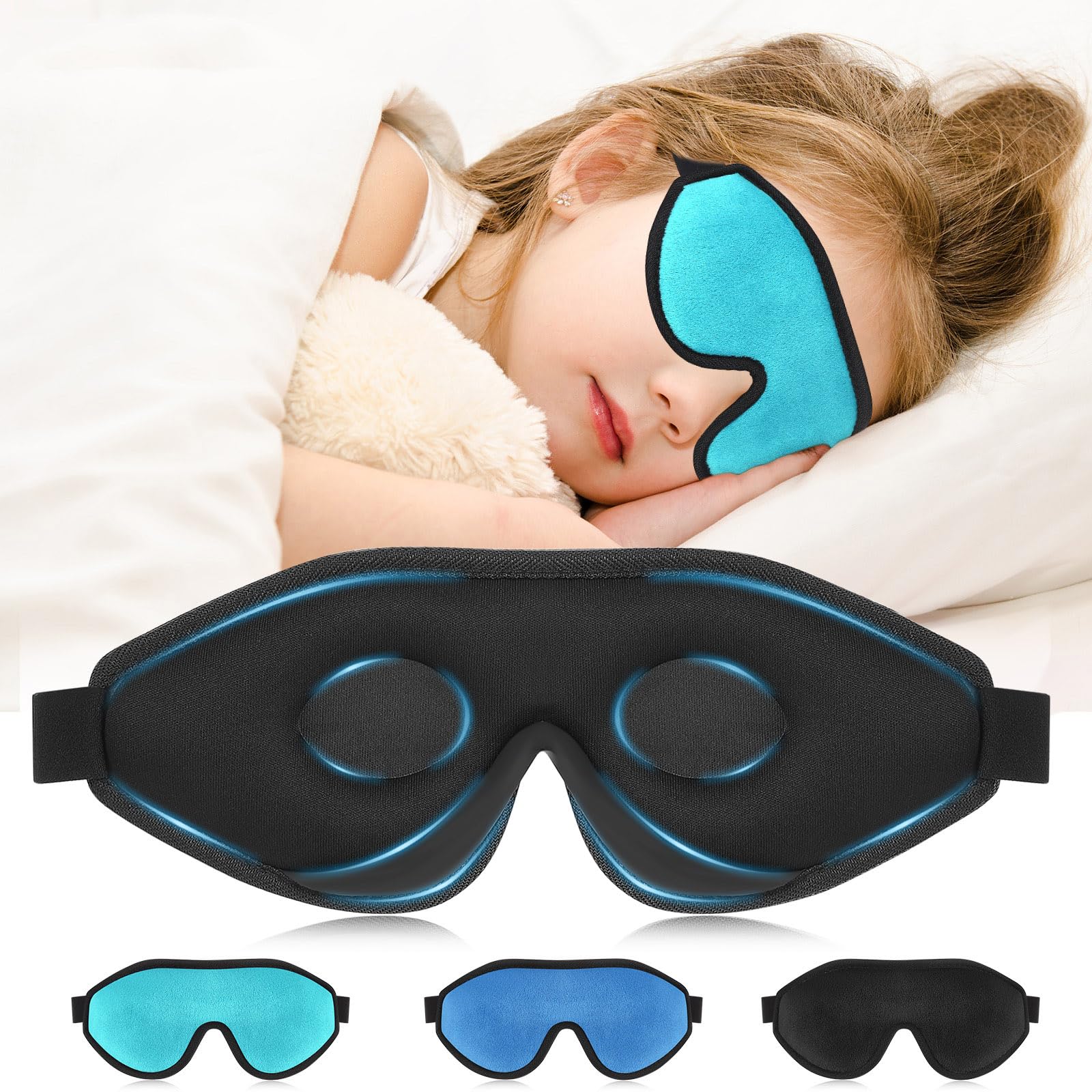 Coume 3D Sleep Mask For Kids Memory Foam Contoured Eye Mask With Blocking Light Memory Foam 3D Contoured Eye Mask With Adjustabl
