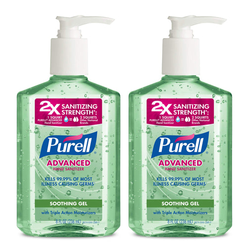 PURELL Advanced Hand Sanitizer Soothing Gel, Fresh scent, with Aloe and Vitamin E- 8 fl oz pump bottle (Pack of 2) - 9674-06-EC2