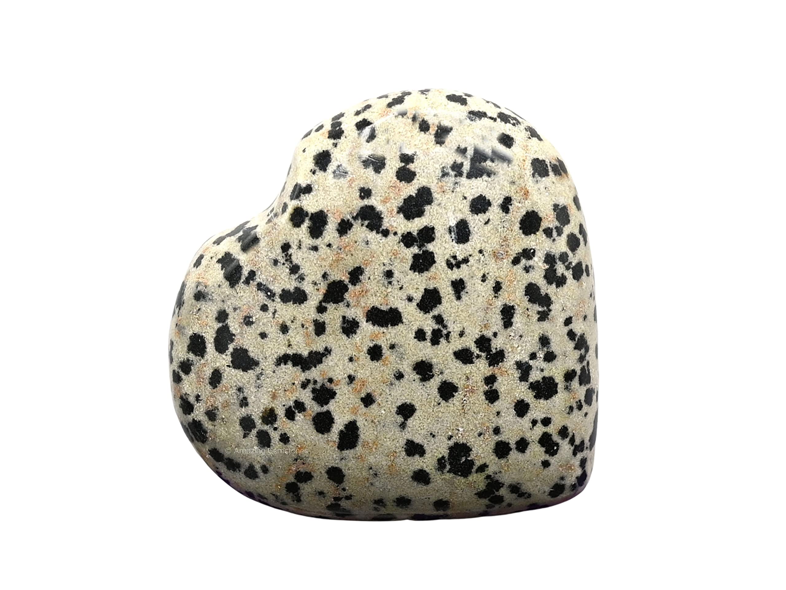 Amazing Gemstone Dalmatian Jasper Crystal Heart Palm Stone - Pocket Massage Worry Stone for Natural Body Chakra Balancing, Reiki